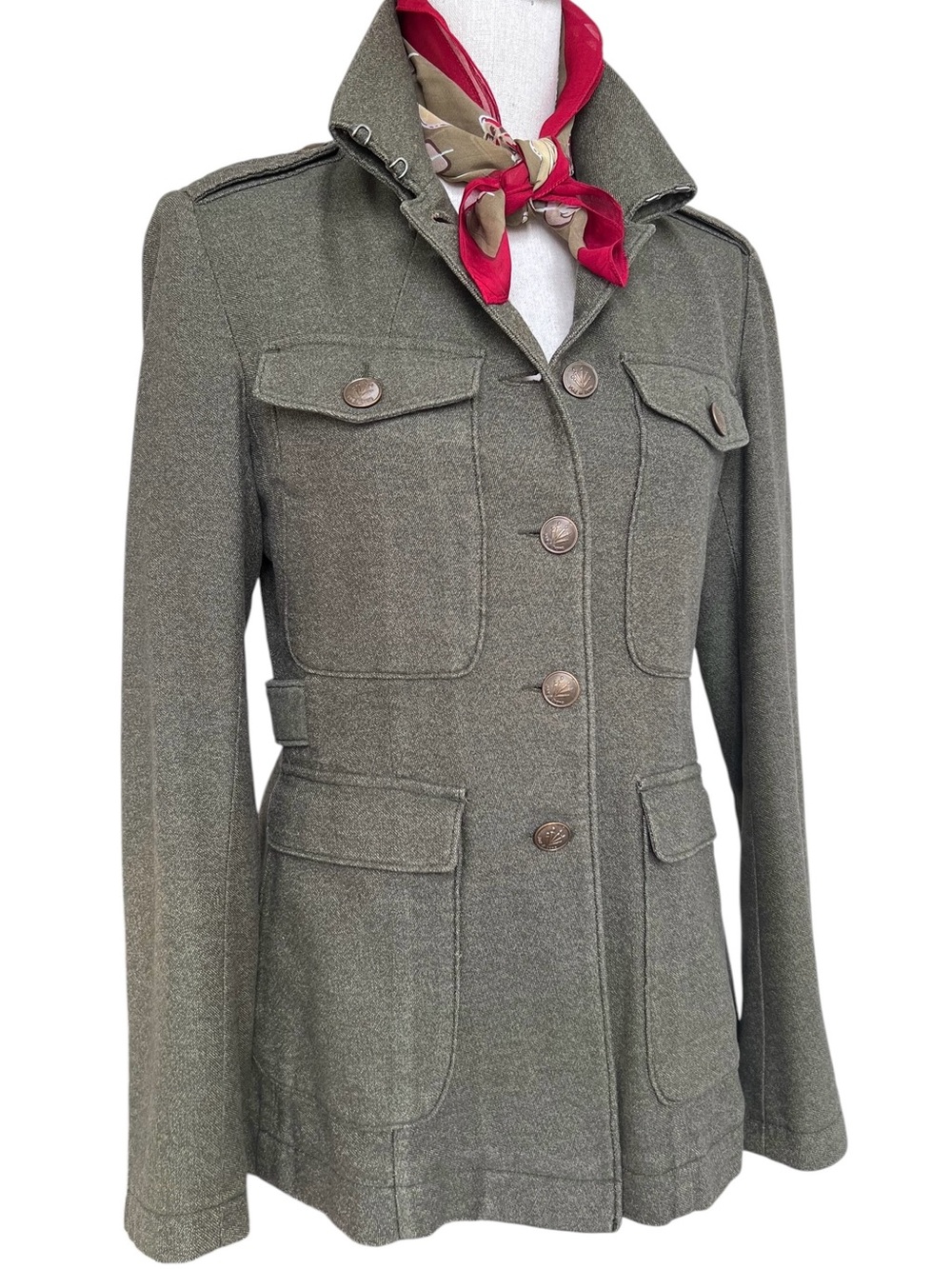 Rag & Bone Funnel Neck Military Utility Jacket Green Cotton Leigh Size 4